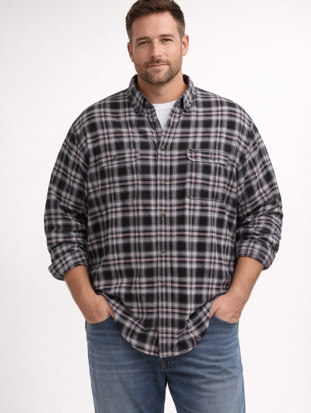 Carhartt Shirt Mens 2XL Plaid Long Sleeve Relaxed Fit Cotton Button Down Logo